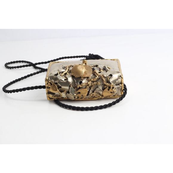 Vtg Handmade Artisan Mixed Metal Sea Life Themed Minaudiere' Evening Bag 1980's - Picture 10 of 16